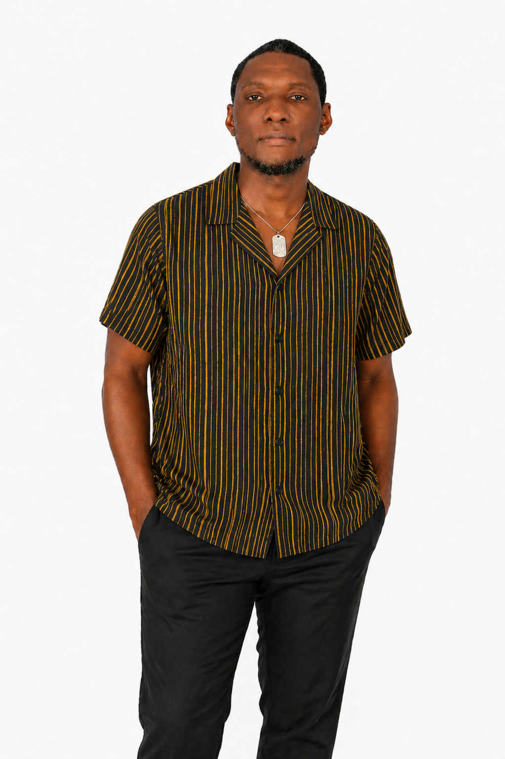 Chemise hawaïenne à rayures verticales