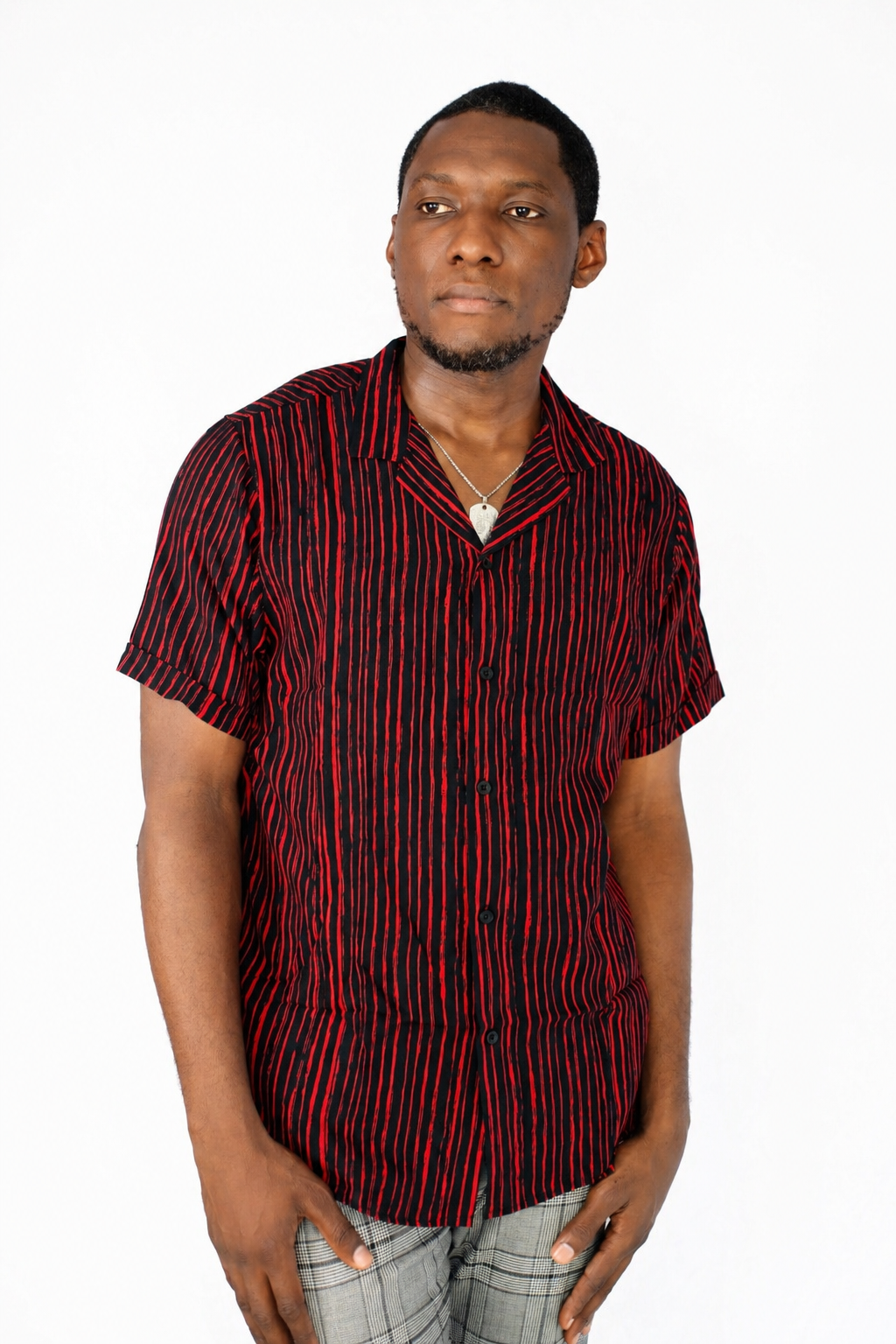Chemise hawaïenne à rayures verticales