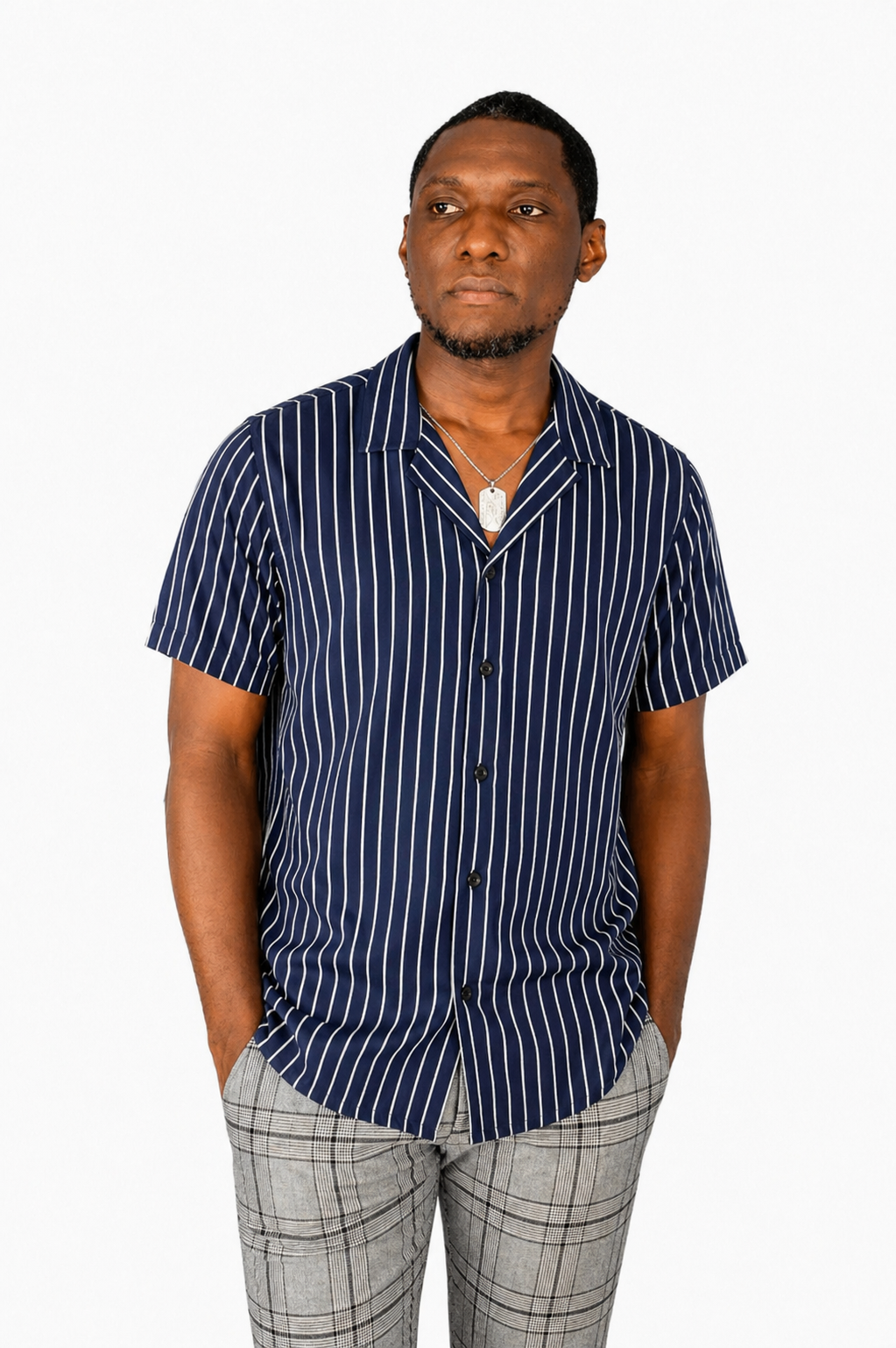 Chemise hawaïenne à rayures verticales