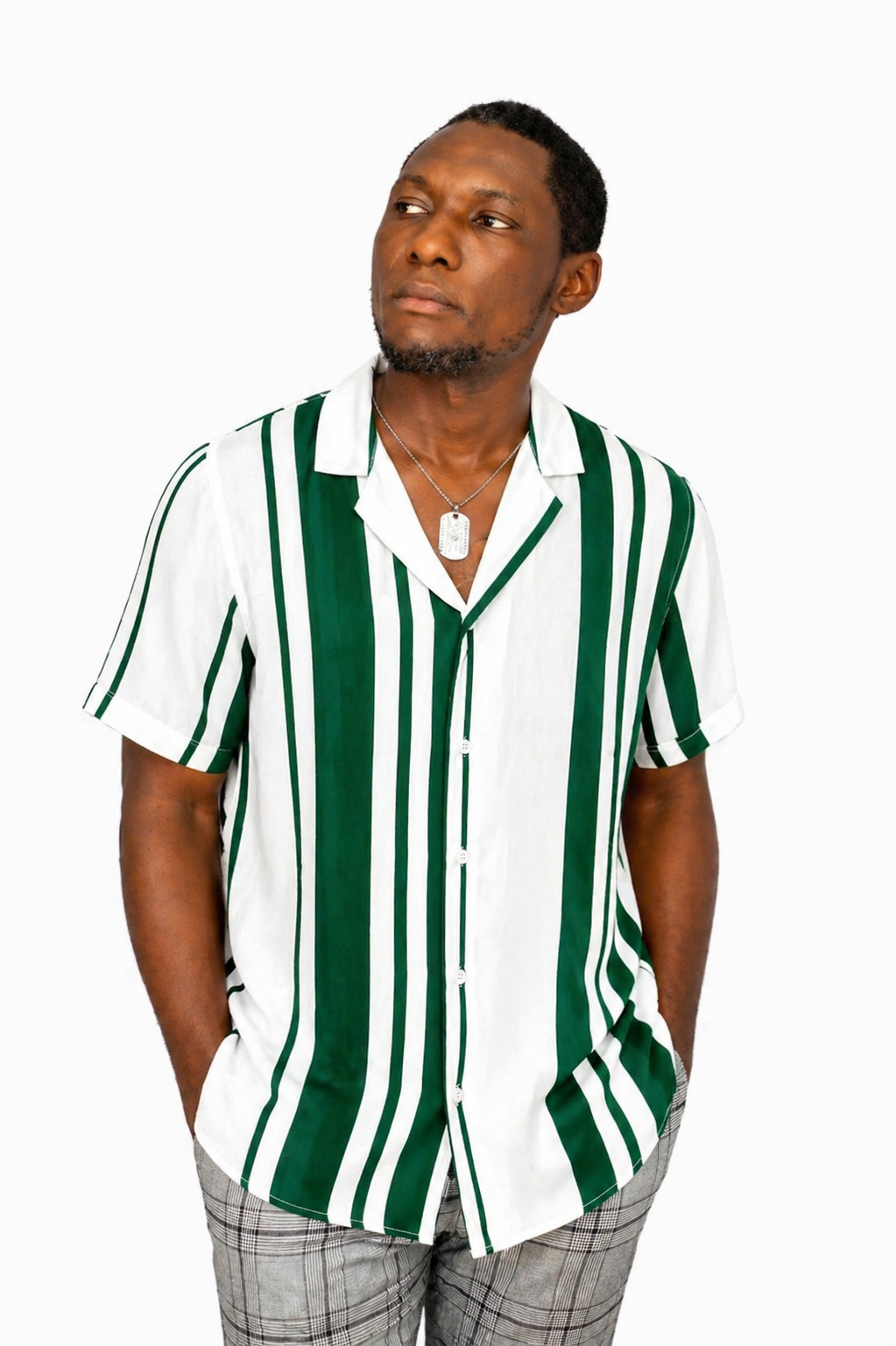 Chemise hawaïenne à rayures verticales
