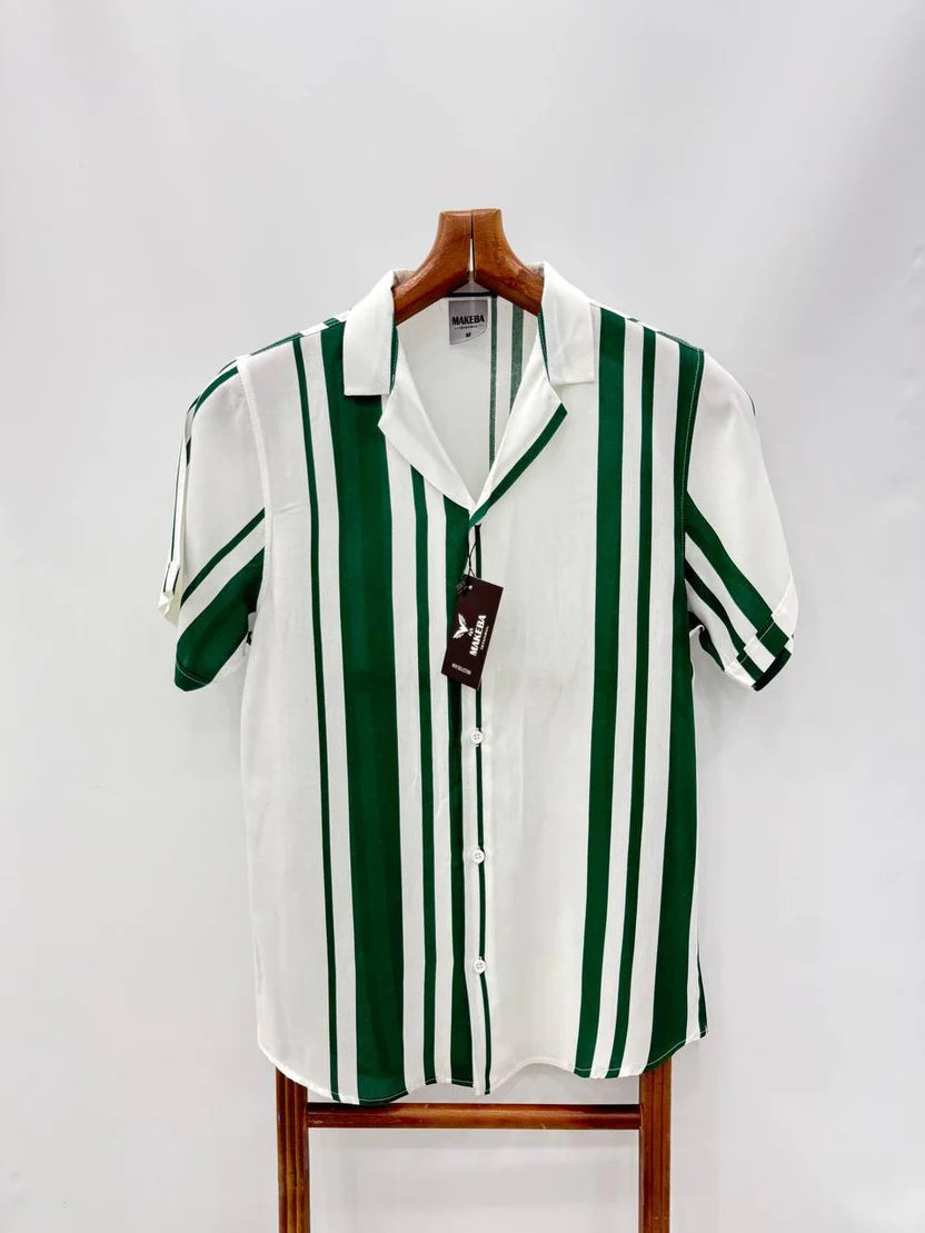 Chemise hawaïenne à rayures verticales